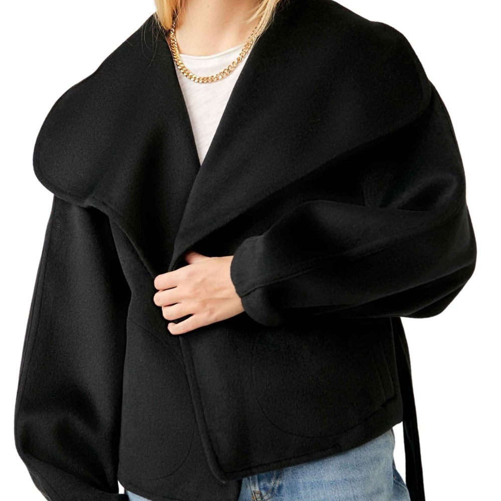 Free People Black Mina Belted Jacket